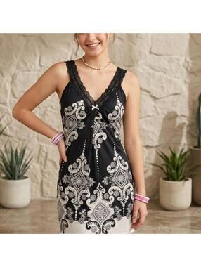Y2K Boho Coquette Dark Feminine Linea Donatella Camisole Women Small Black